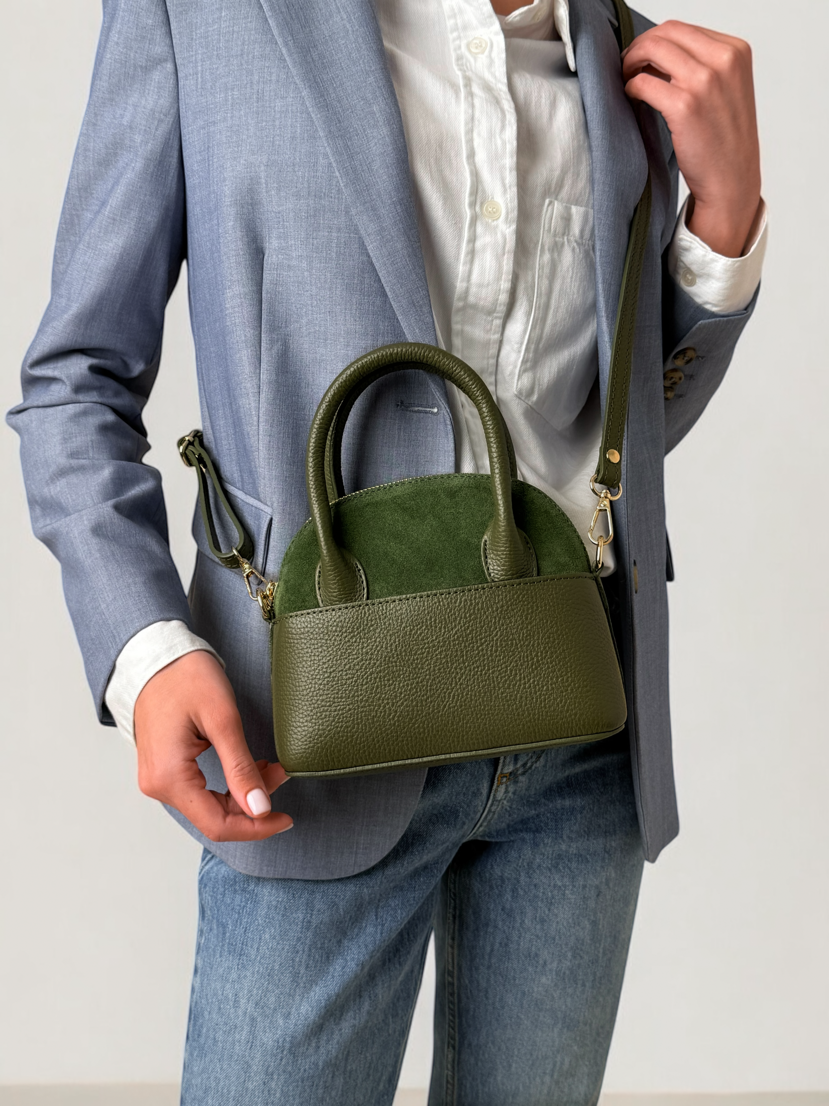 EMMA MINI VELUR DUNKLES OLIV