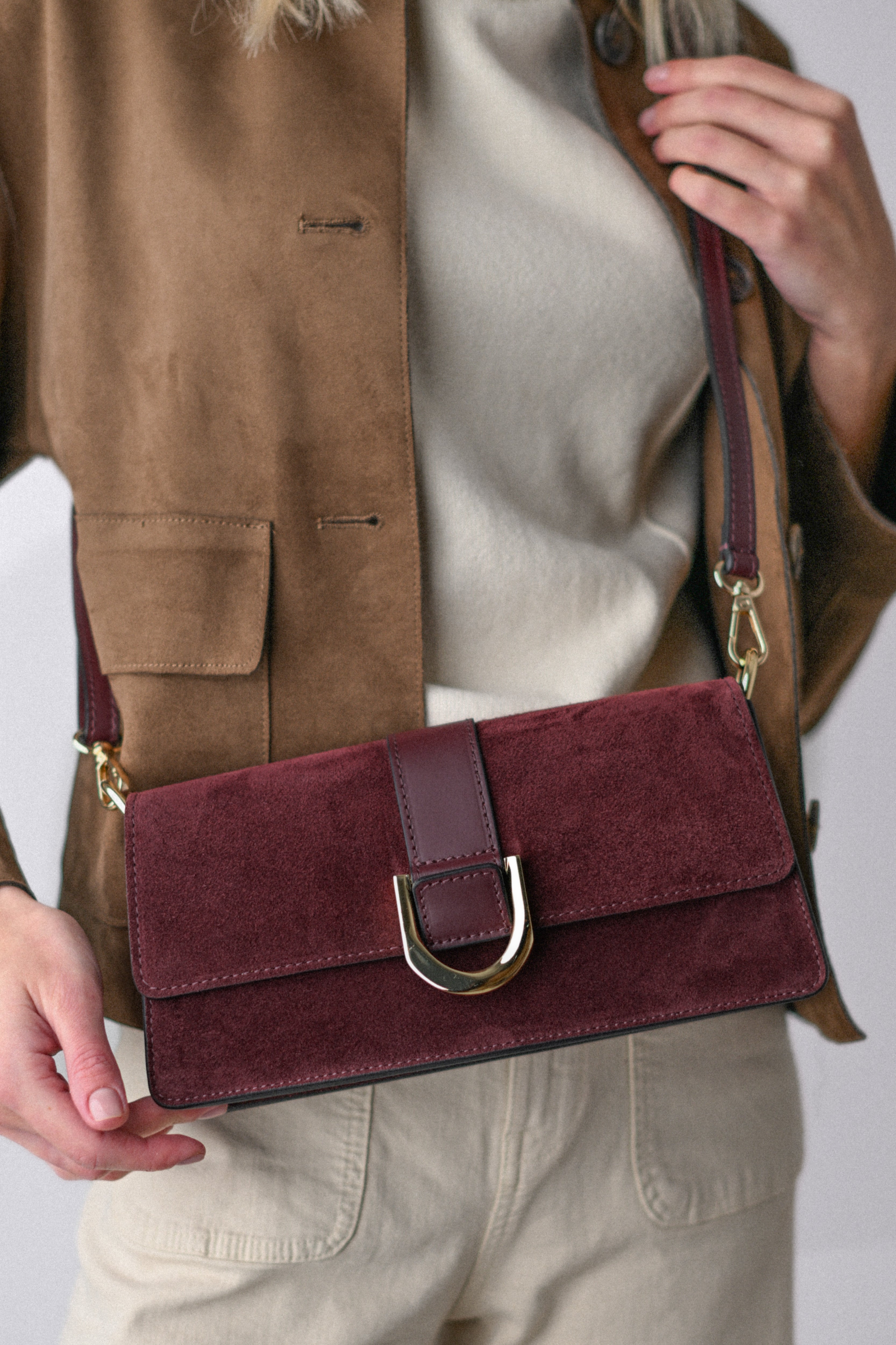 ALEXIA BURGUNDY, VELUR, PIELE NATURALĂ..