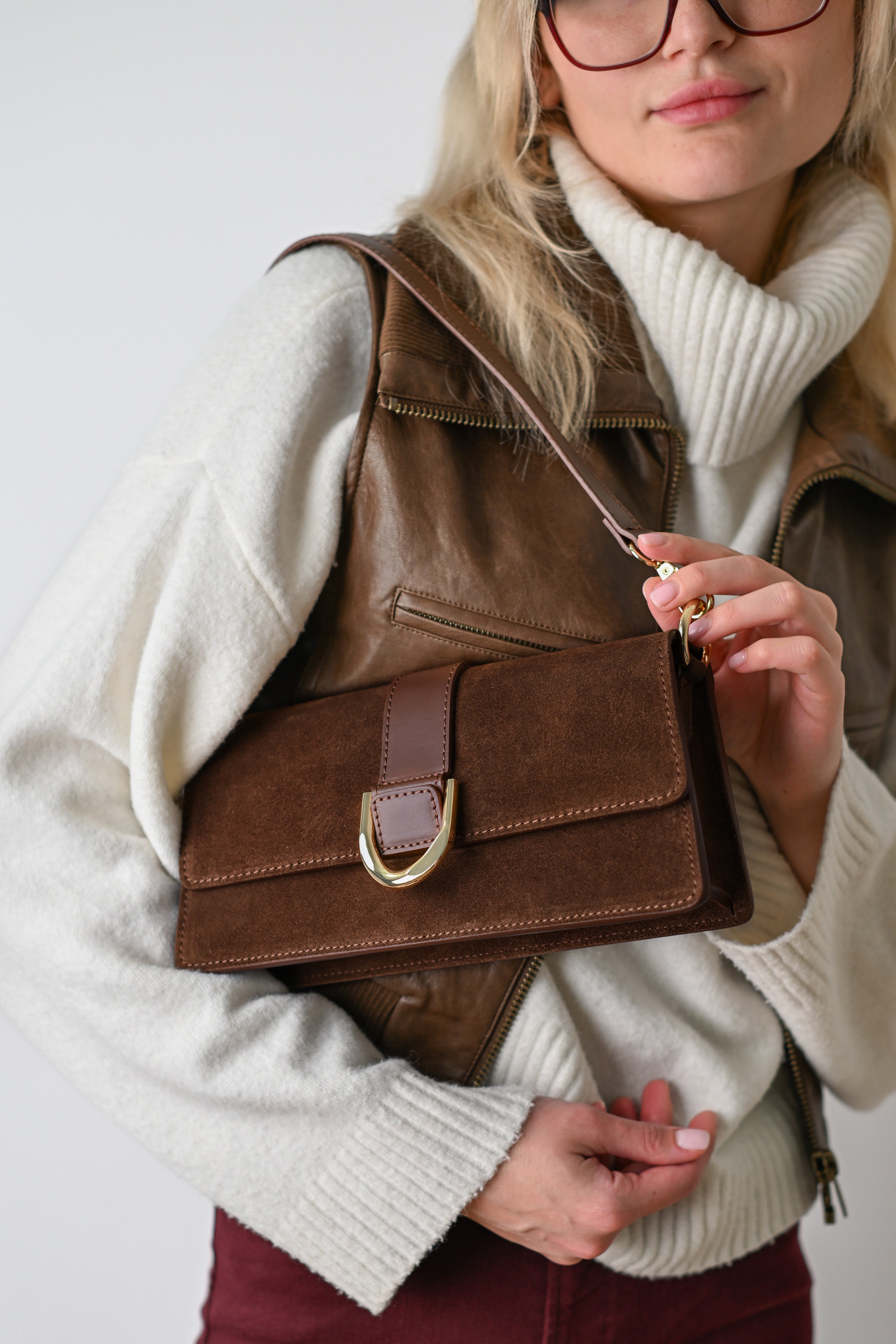 ALEXIA MARO CIOCOLATIU, VELUR, PIELE NATURALĂ..