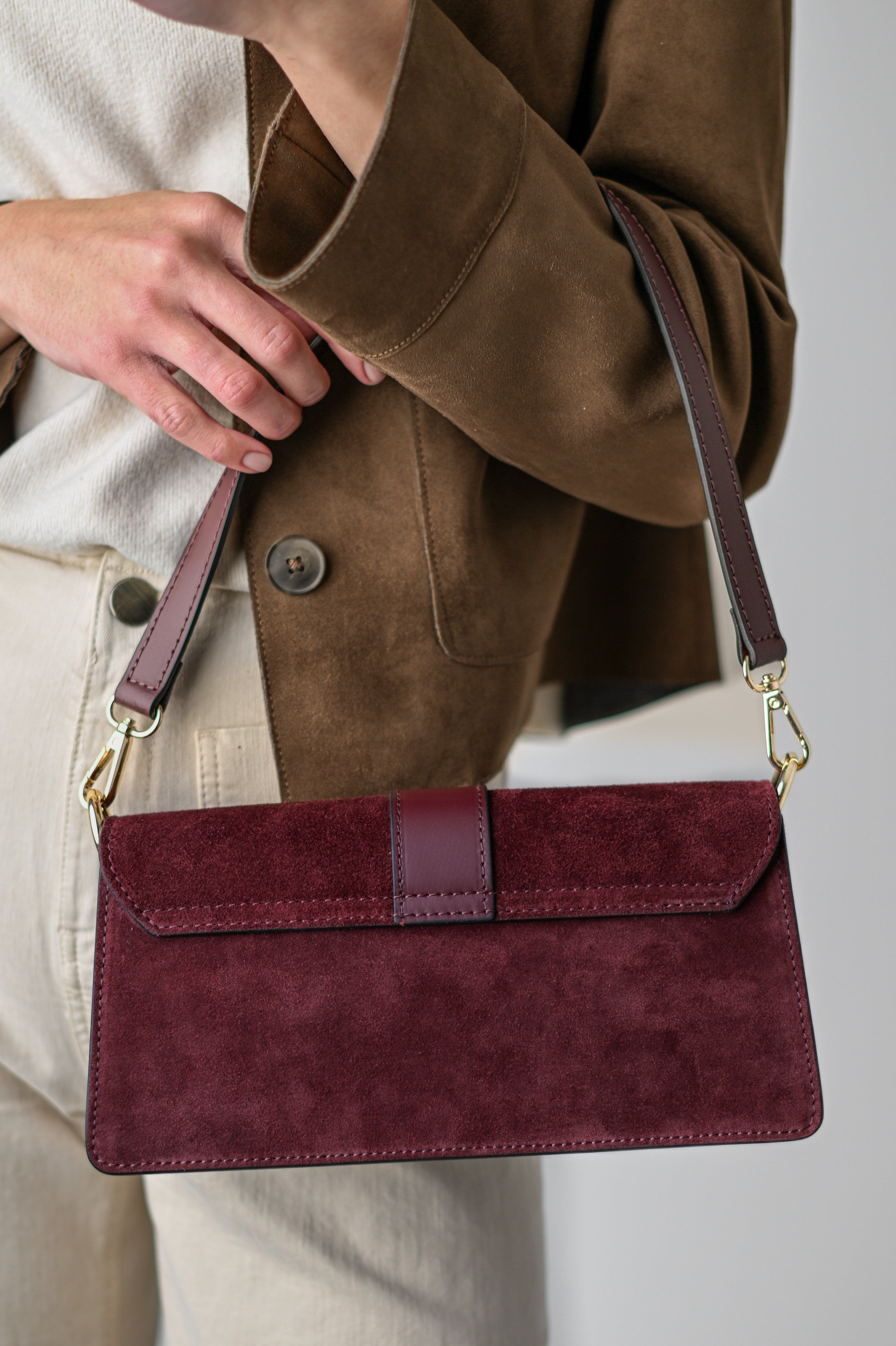 ALEXIA BURGUNDY, VELUR, PIELE NATURALĂ..