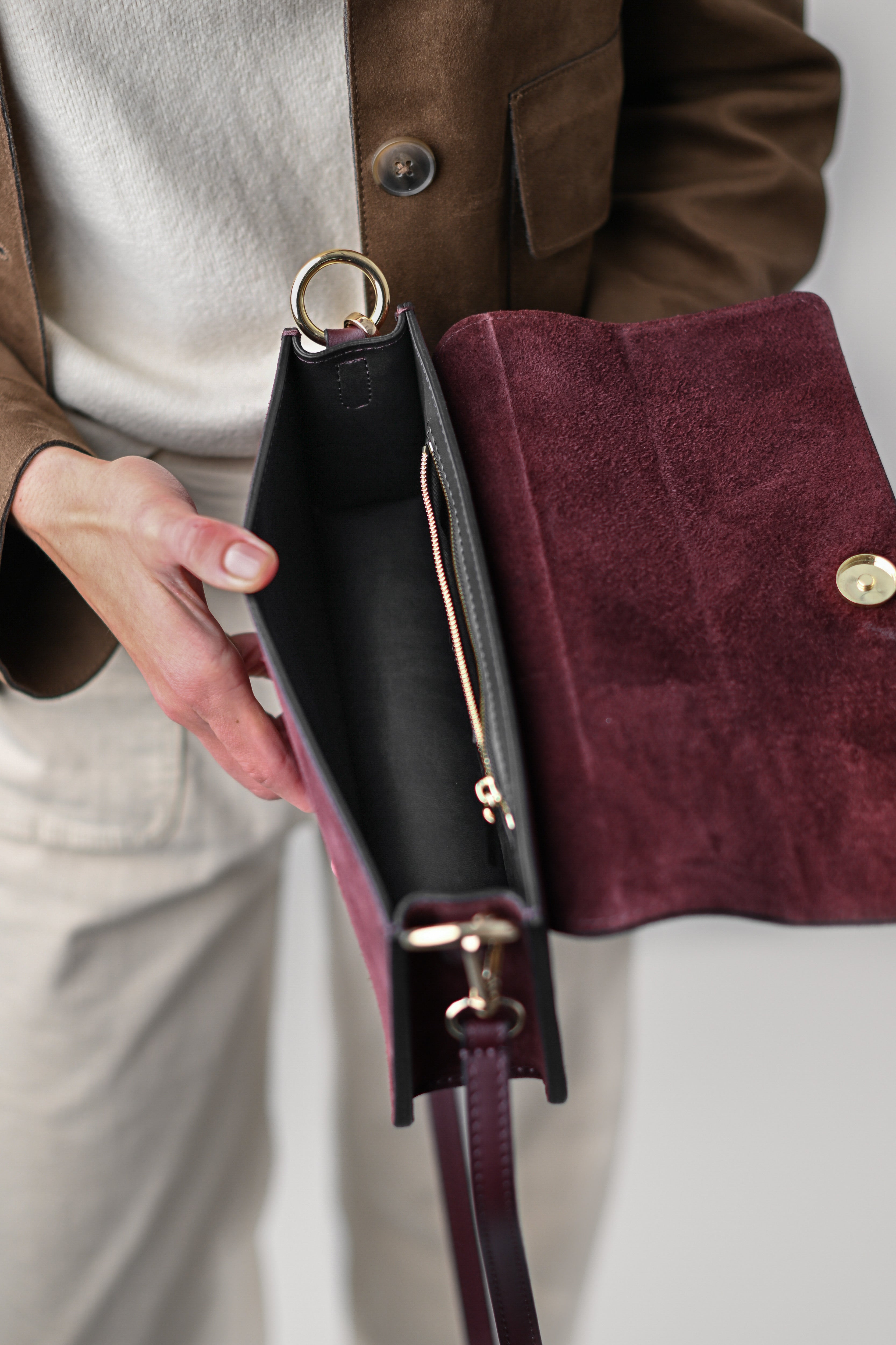 ALEXIA BURGUNDY, VELUR, PIELE NATURALĂ..